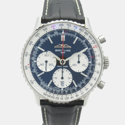 Pre-owned Breitling Black Stainless Steel Navitimer Ab0139 Automatic Men's Wristwatch 43 Mm