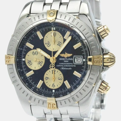 Pre-owned Breitling Black Yellow Gold Stainless Steel Chronomat B13356 Automatic Men's Wristwatch 44 Mm