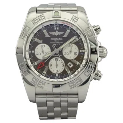 Pre-owned Breitling Chronomat Gmt Ab0410 47mm Brown Dial Stainless Steel