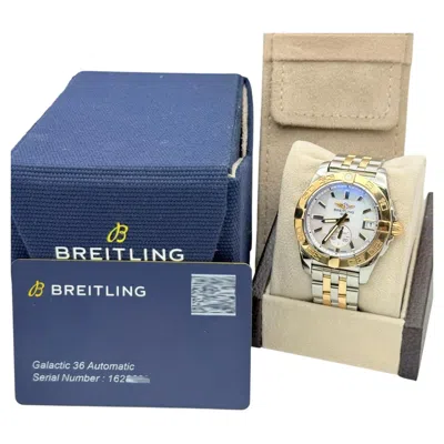 Pre-owned Breitling Galactic 36 C37330/a724 Mother Of Pearl Dial 18k Rose Gold Steel Paper In Red