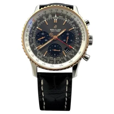 Pre-owned Breitling Navitimer B01 Ub0121 43mm Gray Dial 18k Rose Gold Stainless Steel In Red