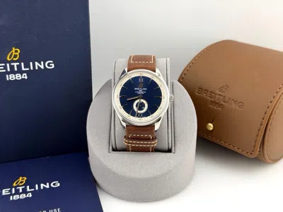 Pre-owned Breitling Premier Automatic A37340 40mm Blue Dial Stainless Steel Box Booklet