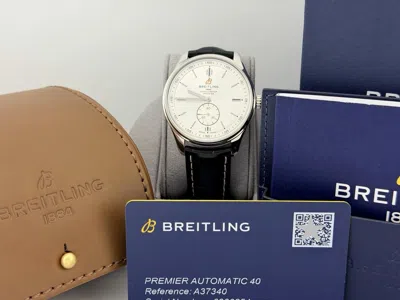 Pre-owned Breitling Premier Automatic A37340 40mm Silver Dial Stainless Steel Box Paper In Multiple