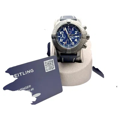 Pre-owned Breitling Super Avenger Night Mission V13375 48mm Blue Dial Titanium Box Paper