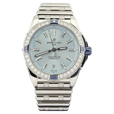 Pre-owned Breitling Super Chronomat A17356 38mm Diamond Bezel Blue Dial Steel Box Booklet