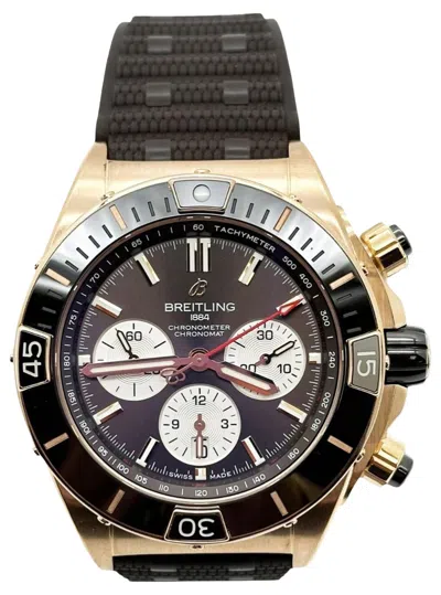 Pre-owned Breitling Super Chronomat B01 44 Rb0136 Brown Dial 18k Rose Gold Box Paper 2022 In Red
