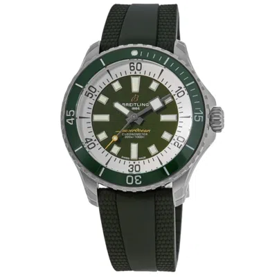 Breitling Superocean Automatic 44 Green Dial Rubber Strap Men's Watch A17376a31l1s1