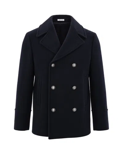 Breras Milano Double-breasted Wool Coat In Blu