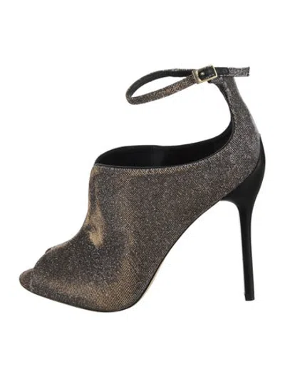 Pre-owned Brian Atwood Glitter Patterned Pumps In Gold