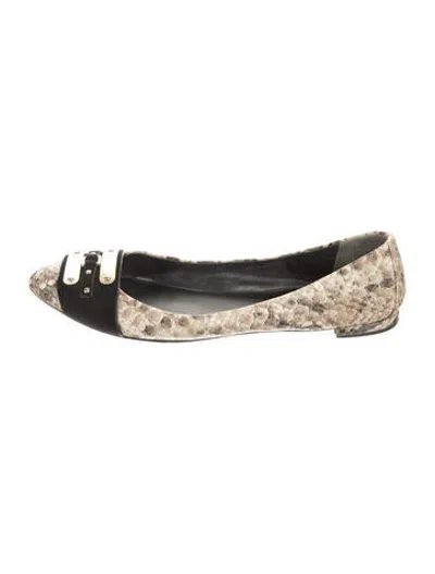 Pre-owned Brian Atwood Snakeskin Animal Print Flats In Multicolor