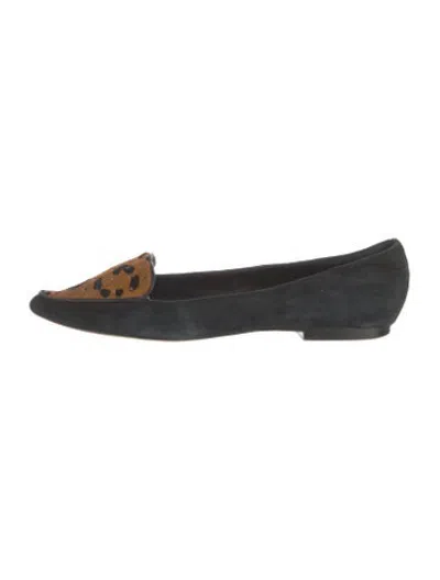 Pre-owned Brian Atwood Suede Animal Print Loafers In Blue