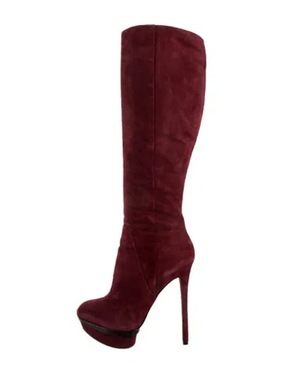 Pre-owned Brian Atwood Suede Boots In Burgundy
