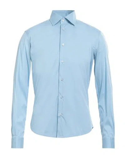 Brian Dales Man Shirt Light Blue Size 17 Cotton, Polyamide, Elastane