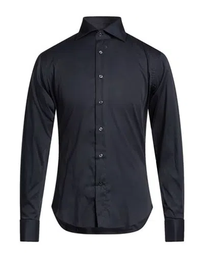 Brian Dales Man Shirt Navy Size 16 ½ Cotton, Polyamide, Elastane In Blue