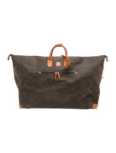 Pre-owned Bric's Suede Weekender Bag In Green