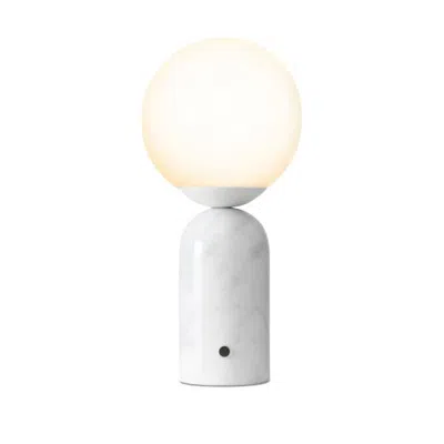 Brightech Mila Tall 15 In. White Modern Marble Base Integrated Led Bedside Table Lamp In Gray