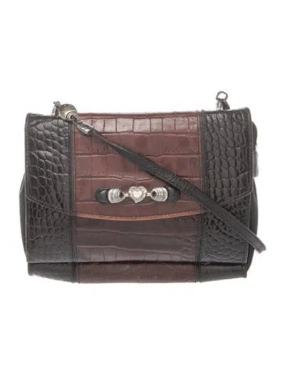 Pre-owned Brighton Leather Crossbody Bag In Black/burgundy
