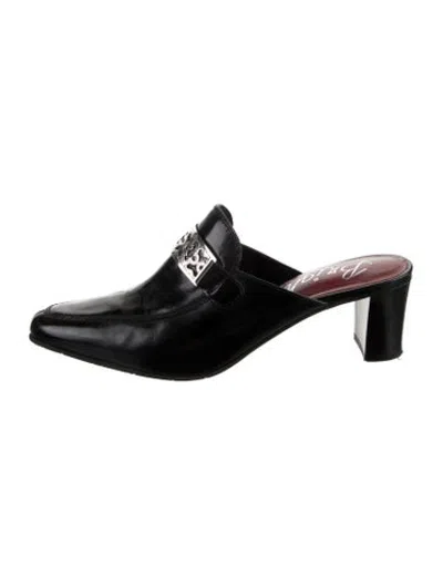 Pre-owned Brighton Leather Mules In Black