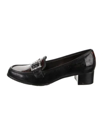 Pre-owned Brighton Patent Leather Animal Print Pumps In Black