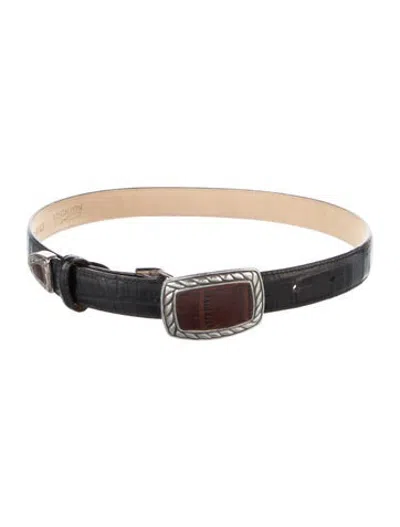Pre-owned Brighton Skinny Leather Waist Belt In Black