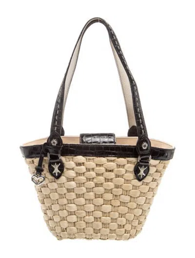 Pre-owned Brighton Straw Shoulder Bag In Neutrals