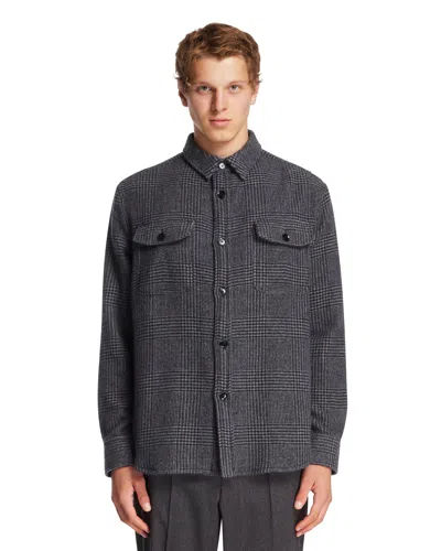 Brioni Blue Vagabond Cashmere Overshirt In Black
