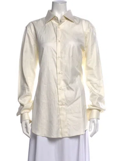 Pre-owned Brioni Long Sleeve Button-up Top In Neutrals