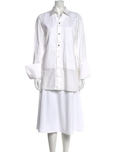 Pre-owned Brioni Long Sleeve Button-up Top In White