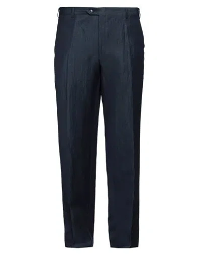 Brioni Man Pants Midnight Blue Size 44 Virgin Wool, Linen In Black