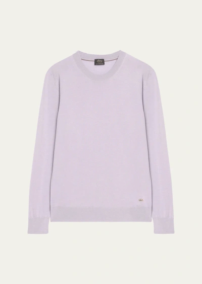 Brioni Men's Cashmere-silk Crewneck Sweater In Lilac