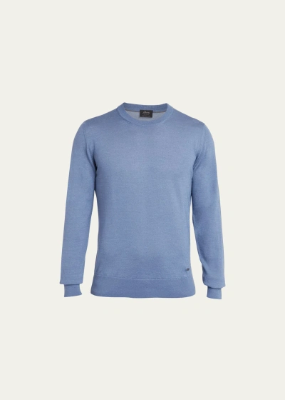 Brioni Men's Cashmere-silk Crewneck Sweater In Blue