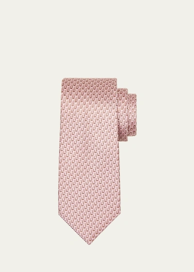 Brioni Men's Silk Geometric Jacquard Tie In Pink