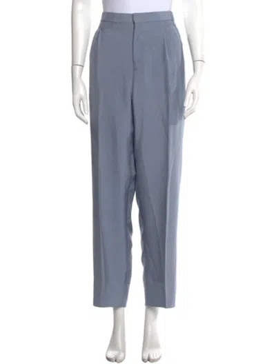 Pre-owned Brioni Silk Straight Leg Pants In Blue