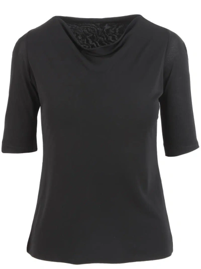 Pre-owned Brioni Women's Short Sleeve Shirt Top T-shirt 100% Viscose Black Size Us 6" Gb10