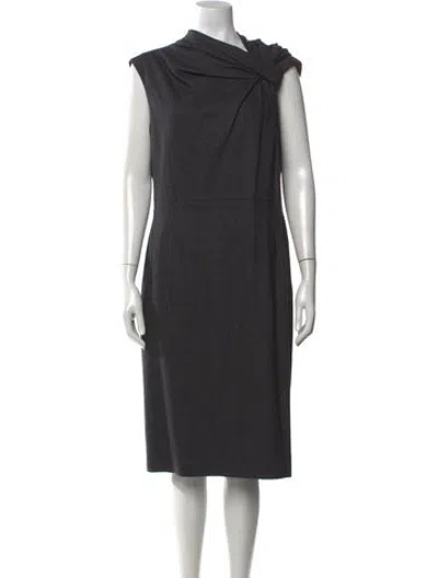 Pre-owned Brioni Wool Knee-length Dress In Grey