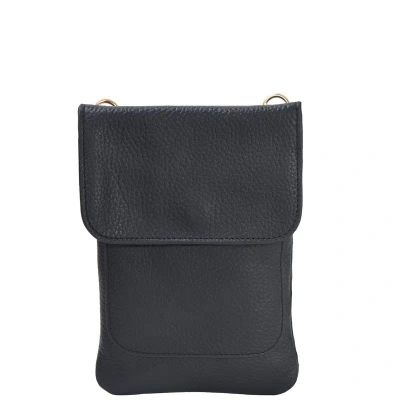 Brix + Bailey Black Premium Leather Small Phone Crossbody Bag