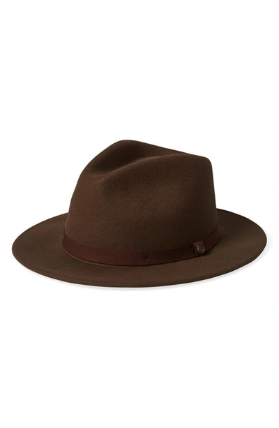 Brixton Messer Packable Wool Fedora In Dark Earth