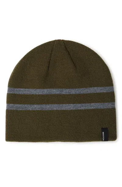 Brixton Stripe Skully Beanie In Green