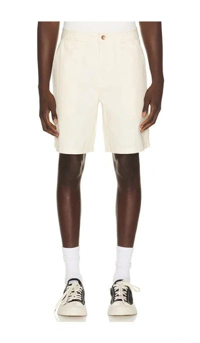 Brixton Surplus Vintage Wash Herringbone Short In White Cap