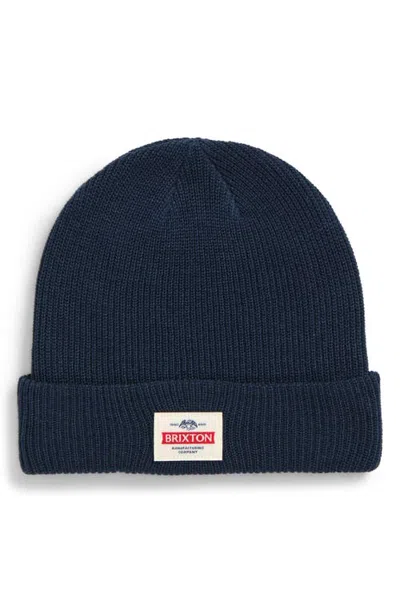 Brixton Trademark Beanie In Blue