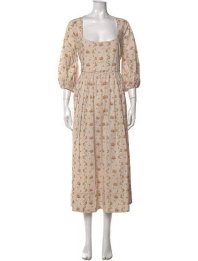 Pre-owned Brock Collection Floral Print Long Dress In Neutrals