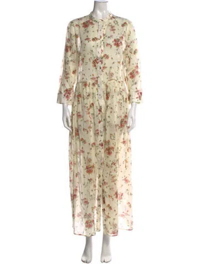 Pre-owned Brock Collection Floral Print Long Dress W/ Tags In Neutrals