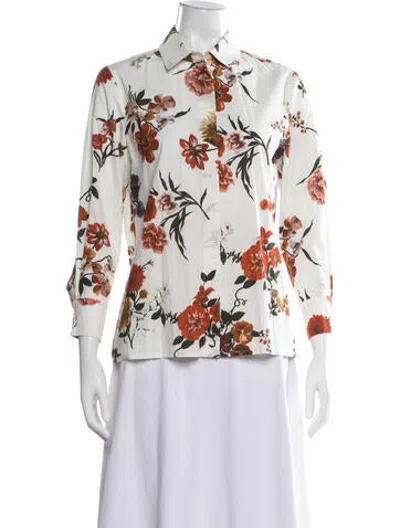 Pre-owned Brock Collection Floral Print Long Sleeve Button-up Top In Neutrals