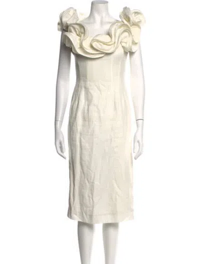 Pre-owned Brock Collection Linen Knee-length Dress In White