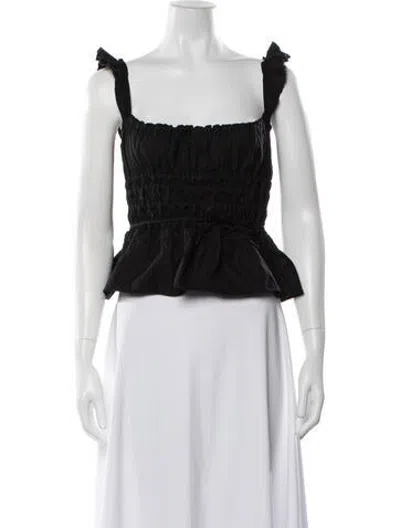 Pre-owned Brock Collection Square Neckline Sleeveless Crop Top In Black