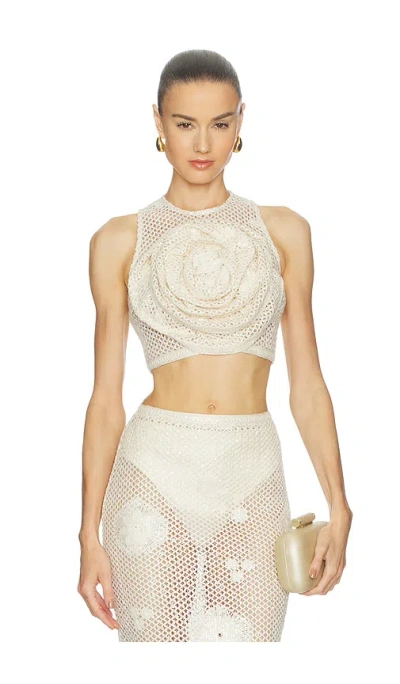 Bronx And Banco Crochet Mila Crop Top In Cream