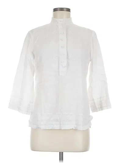 Pre-owned Brooks Brothers 3/4 Sleeve Blouse In White