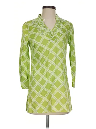 Pre-owned Brooks Brothers 346 3/4 Sleeve Blouse In Green