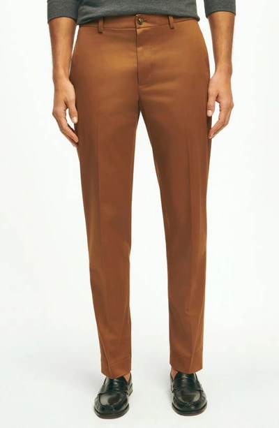 Brooks Brothers Advanced Stretch Flat Front Chinos In Bison