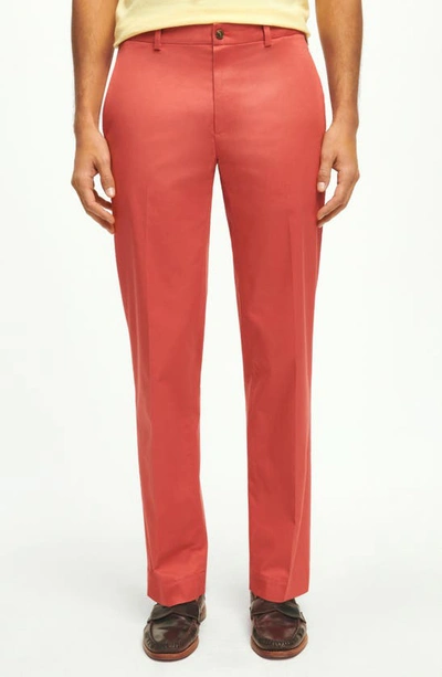 Brooks Brothers Advanced Stretch Flat Front Chinos In Mineral Red